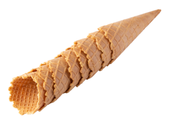 waffle ice-cream cone isolated over transparent background.
