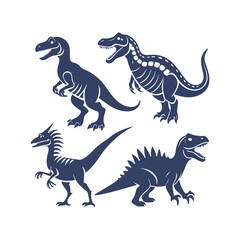 Dinosaur Silhouettes Set Clip art Vector Illustration