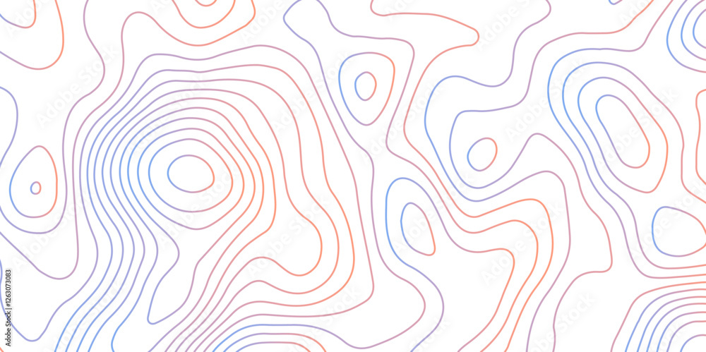 Poster abstract topographic map contour, white background and colorful wave lines pattern texture. geograph