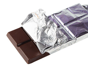 Dark Chocolate Bar isolated on a transparent background.