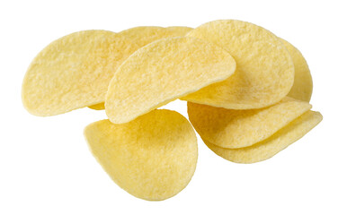 Potato chips isolated on a transparent background
