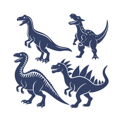 Dinosaur Silhouettes Set Clip art Vector Illustration