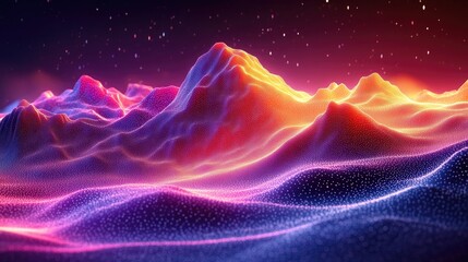 Abstract Colorful Particle Mountain Landscape