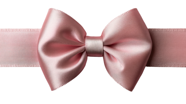 Pink Bow: A close-up shot of an elegant pink bow made of satin ribbon, perfect for adding a touch of charm to any gift or decoration, exuding a sense of delicacy and sophistication.
