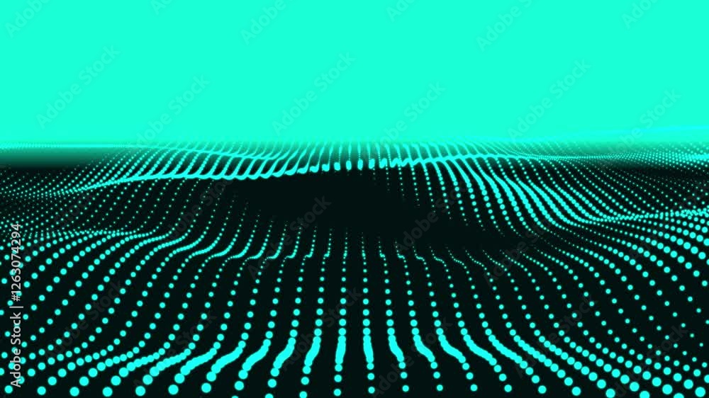 Poster futuristic moving dots, hi-tech and big data visualization. abstract dots wave seamless loop 3d moti