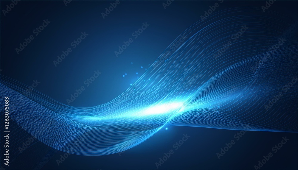 Poster blue line curve wave smooth technology abstract technology innovation concept background and glowing