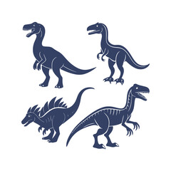 Dinosaur Silhouettes Set Clip art Vector Illustration