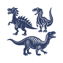 Fototapeta premium Dinosaur Silhouettes Set Clip art Vector Illustration