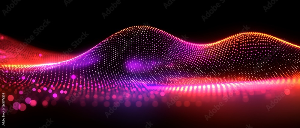 Poster abstract pink orange particle wave background red glow dots light
