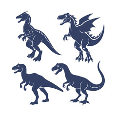 Dinosaur Silhouettes Set Clip art Vector Illustration