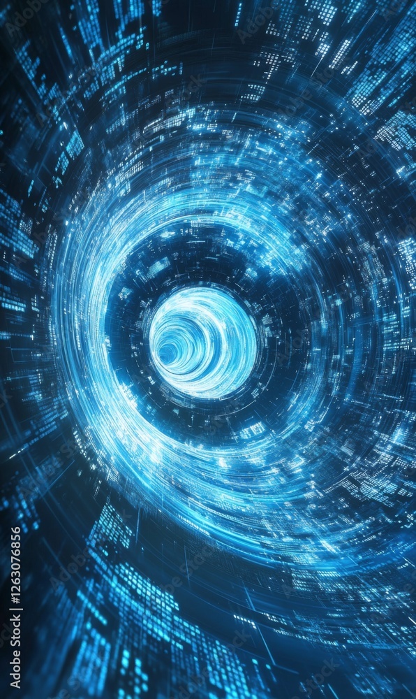 Aufkleber immersive digital vortex of streaming data, intricate pattern of information flow depicted