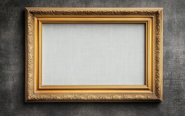A vintage gold frame with a textured white background, ideal for displaying artwork or photographs.