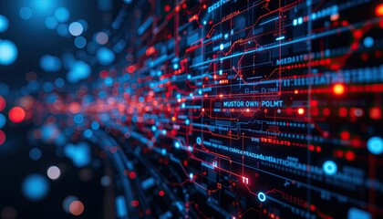 Fototapeta premium Abstract Digital Background with Futuristic Data Transfer Elements, Perfect for High-Tech Applications and Cybersecurity Themes