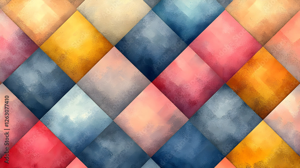 Poster colorful geometric pattern with interlocking squares