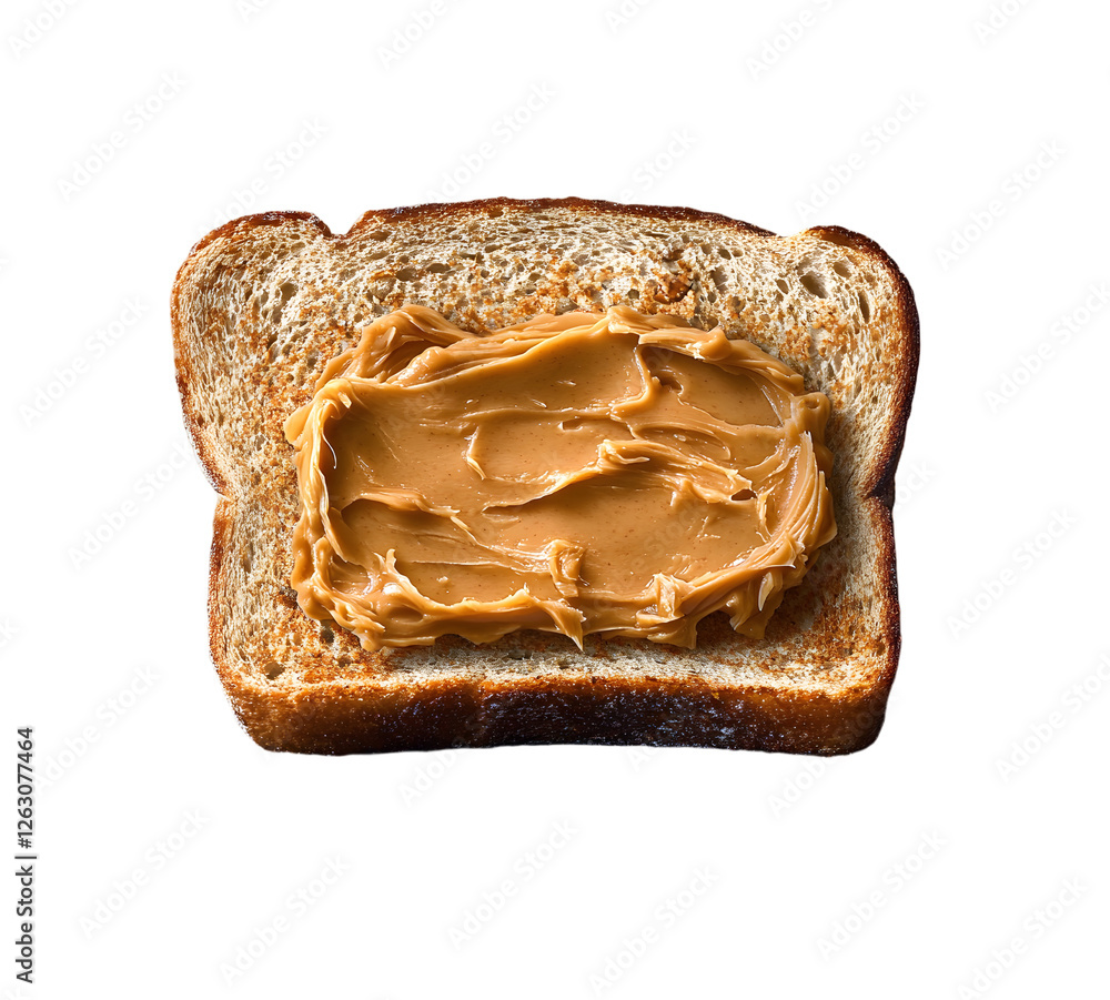 Poster peanut butter spread on a slice of toast, isolated
