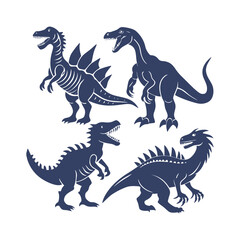 Obraz premium Dinosaur Silhouettes Set Clip art Vector Illustration