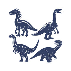 Dinosaur Silhouettes Set Clip art Vector Illustration