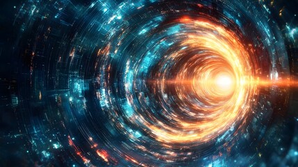 Fototapeta premium Captivating Cosmic Vortex of Vibrant Lights and Energies Surging through the Dimensional Multiverse
