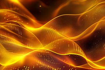 Fototapeta premium Abstract golden waves flowing gracefully, creating a warm and inviting atmosphere in a digital setting