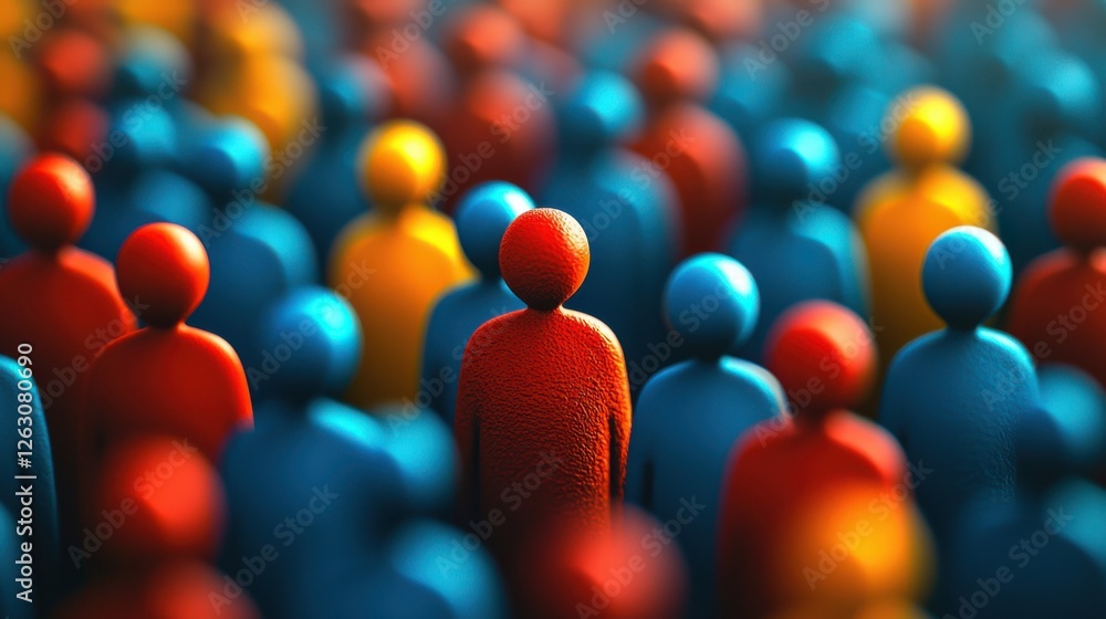 Poster image depicts crowd of colorful figures, emphasizing diversity and individuality. vibrant colors cre