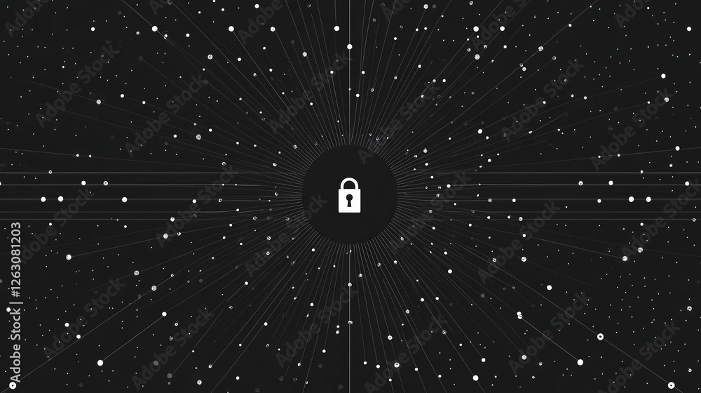 Aufkleber abstract digital padlock in cosmic space: a visual representation of digital security and privacy