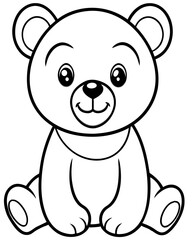  Cute Cartoon Panda with Big Round Eyes and Smiling Expression in Simple Line Drawing Style