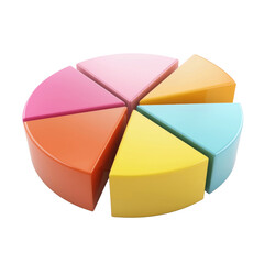 Obraz premium Colorful pie chart segments arranged in circular shape, showcasing vibrant hues of pink, orange, yellow, and blue. This playful design adds cheerful touch to any space