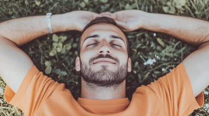 Dreamy man in the grass