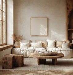 Scandinavian Minimalist Interior Design Cozy Sofa Wooden Furniture Natural Lighting