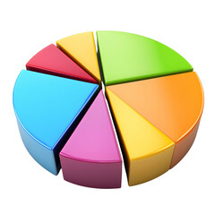 Fototapeta premium colorful pie chart with eight segments, representing data visually. Each segment is different vibrant color, showcasing modern design suitable for presentations