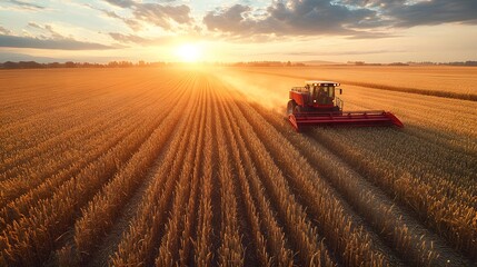 Obraz premium Farmers working together in a wheat field during harvest season, teamwork in agriculture