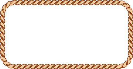 Illustration of a simple rope frame with blank copy space. Empty space with rope border for your design. 