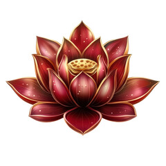 Vibrant Red Lotus Flower with Intricate Petals and Details