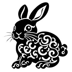 Elegant Rabbit Design with Intricate Swirl Patterns for Art Projects