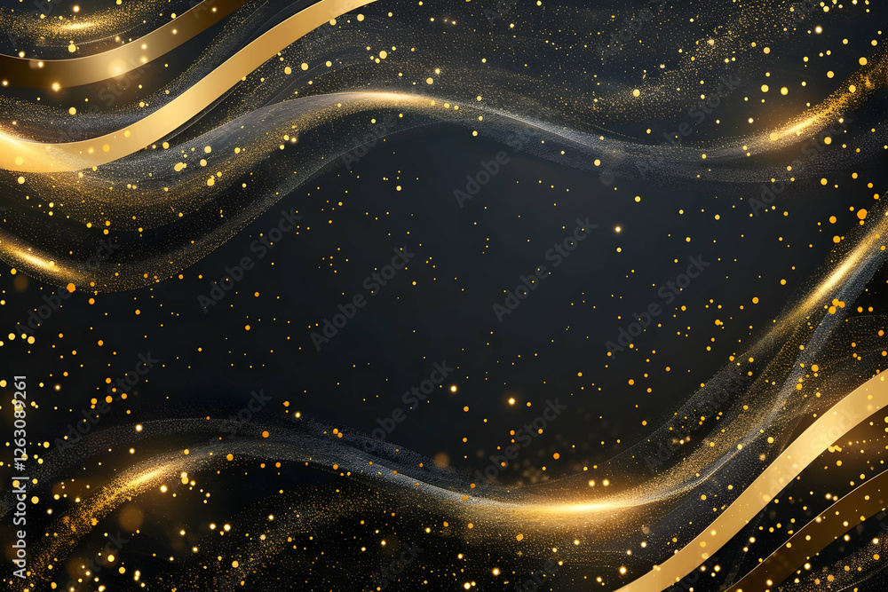 Aufkleber elegant abstract background featuring flowing golden waves and sparkling particles in a dark setting
