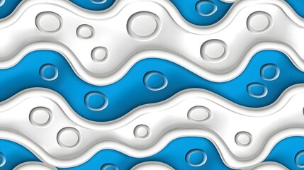 Obraz premium Abstract Flowing Waves with Circular Patterns in Blue and White