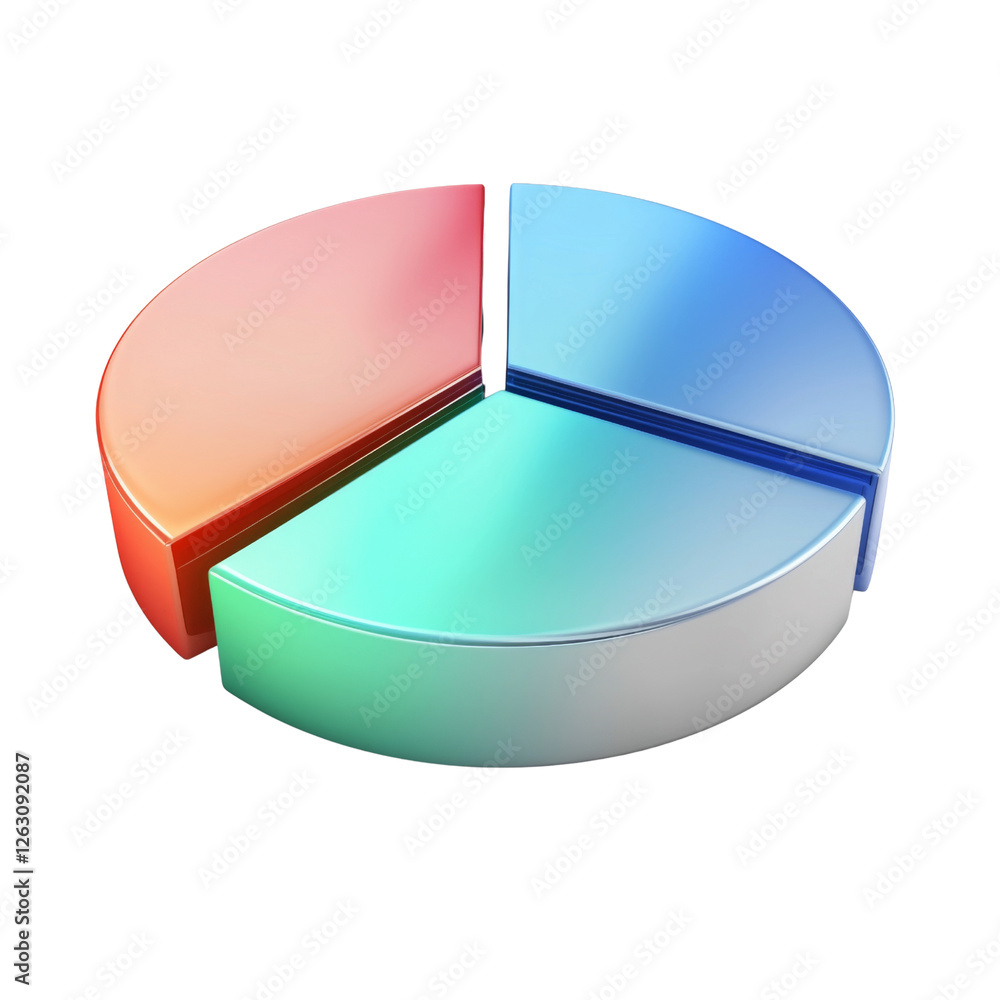 Aufkleber colorful pie chart with three segments in red, green, and blue, representing data visualization and 
