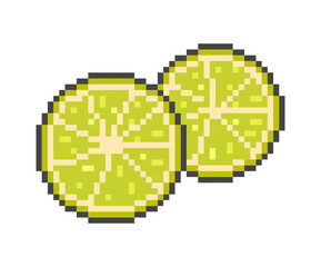 Lime in section. Vector illustration pixel art