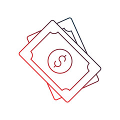 dollars gradient outline icon with white background vector stock illustration
