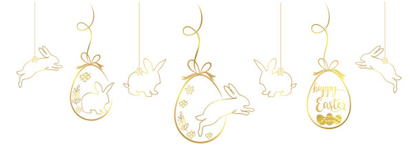 vector illustration of happy easter egg and bunny hanging ornament