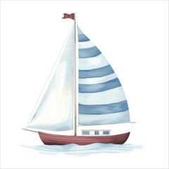 Sailboat watercolor vector in the sea