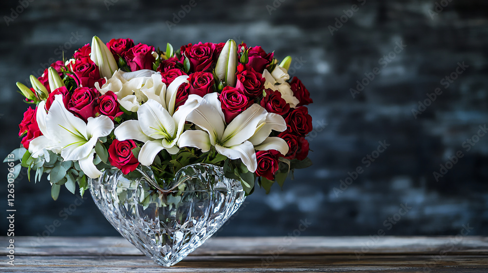 Poster  elegant heart floral arrangement