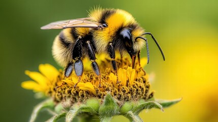 Bee Gathering Nectar From a Sunflower