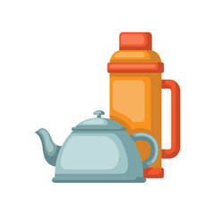 Teapot and hot water bottle icon design. Vector design