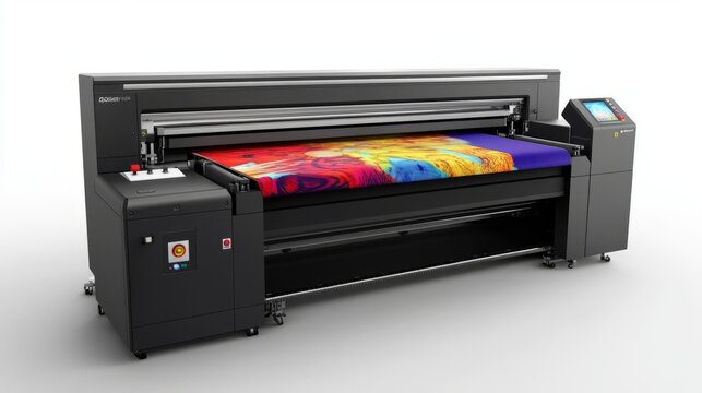 Wide Format Printer Producing High-Quality Graphics. Print Technology, Industrial Design, And Textile Printing Solutions.