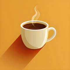 Obraz premium Steaming cup of coffee on orange background
