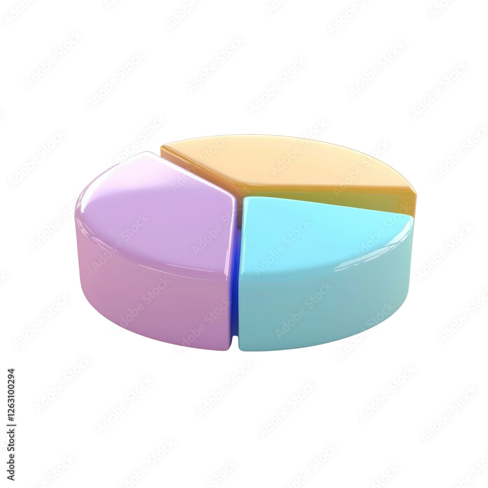 Aufkleber colorful, segmented pie chart model in pastel shades, ideal for educational purposes or presentation