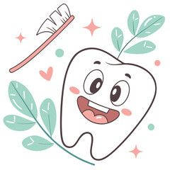Happy Tooth Vector Illustration for Dental Care, Oral Health, and Adorable Cartoon Design1
