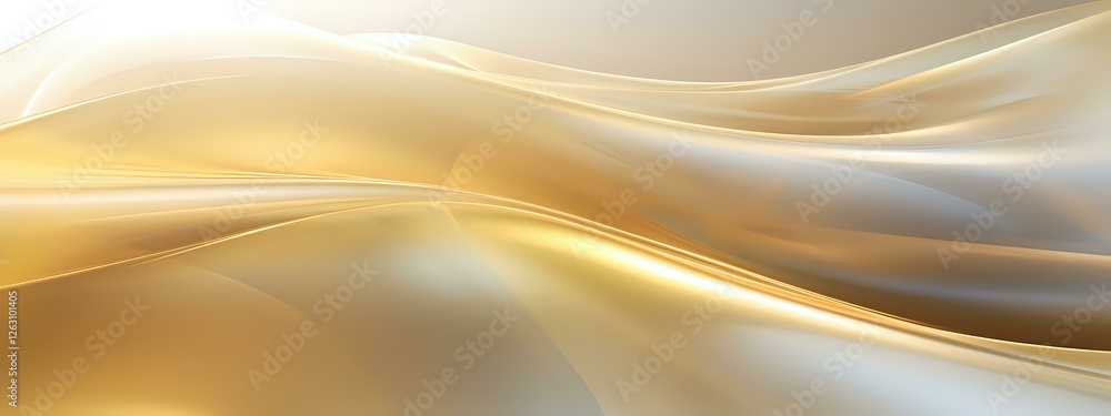 Poster luxurious gold and white waves create smooth flowing abstract background with elegant curves and sof