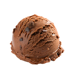 Chocolate ice cream scoop isolated on transparent background
